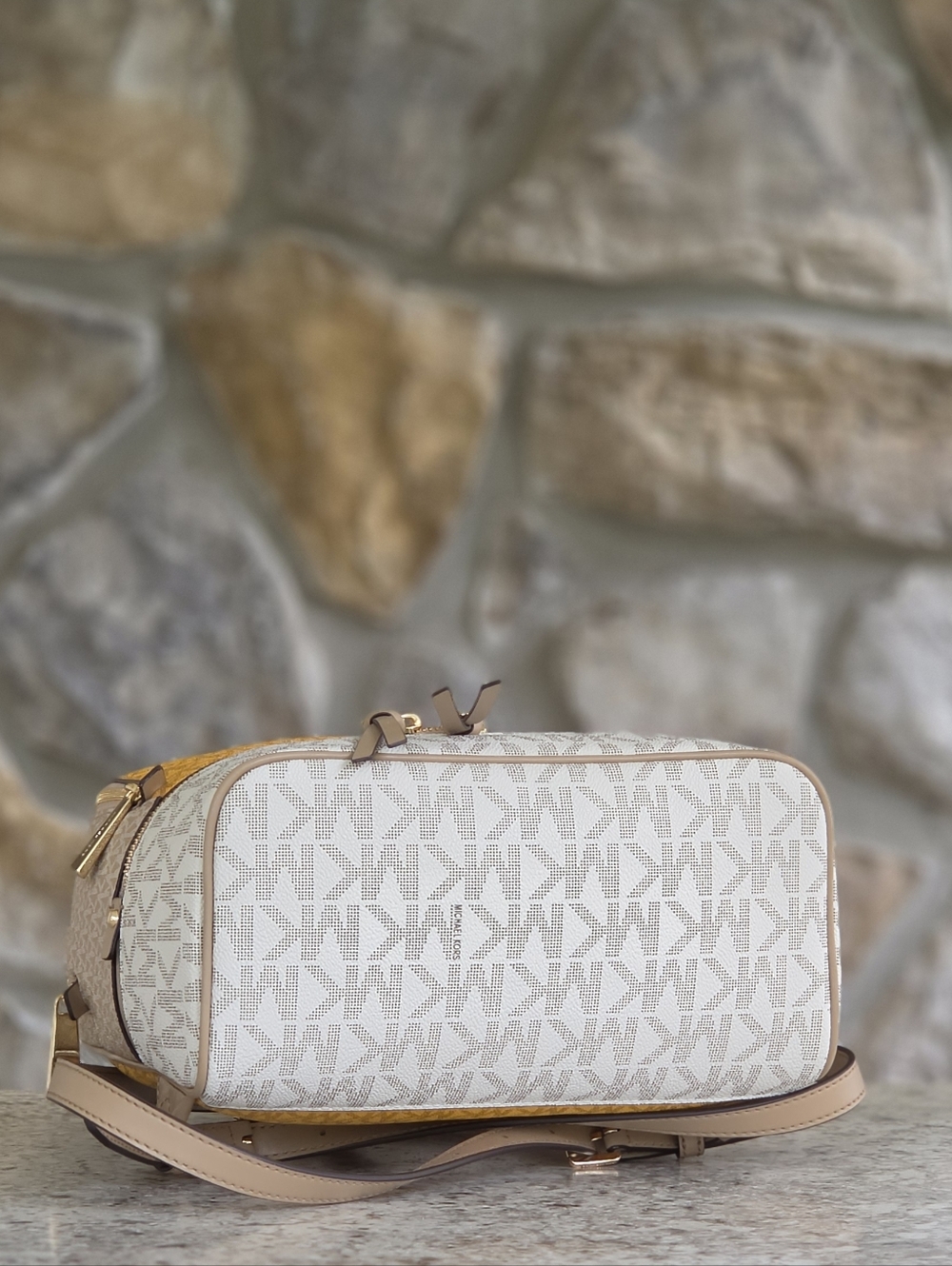 Michael Kors Rhea Logo Color-Block Medium Backpack - Picture 4 of 7